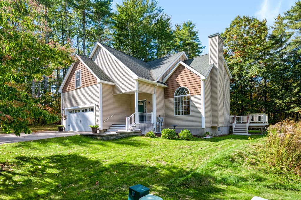 Front of the home from the side, with the covered entry
